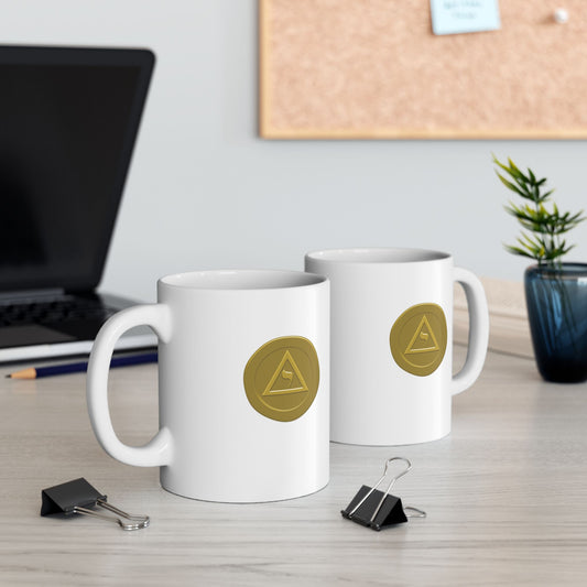 Two-Sided Perfect Elu Gold Wax Seal White Ceramic Coffee Mug (11oz, 15oz)