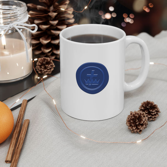 Blue Wax Seal York Rite Knights Templar White Ceramic Mug, (11oz, 15oz)