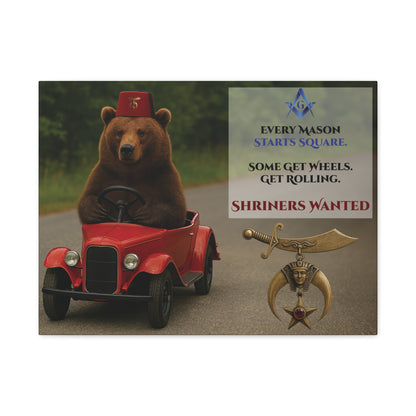 Shriners Get Rolling Mini Car Premium Matte Canvas Print - Stretched (1.25")