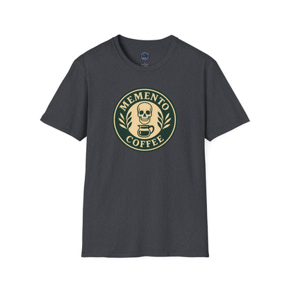 Memento Coffee Softstyle T-Shirt - Acacia (Green/Tan, Front Print)