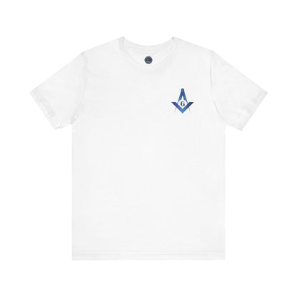 Sapphire Channel Islands Lodge 214 Entered Apprentice short sleeve T-shirt by Printify, featuring lodge emblem and comfortable fabric.