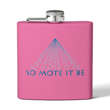 "So Mote It Be" Pyramid 6oz Stainless Steel Flask - Petrograph Font