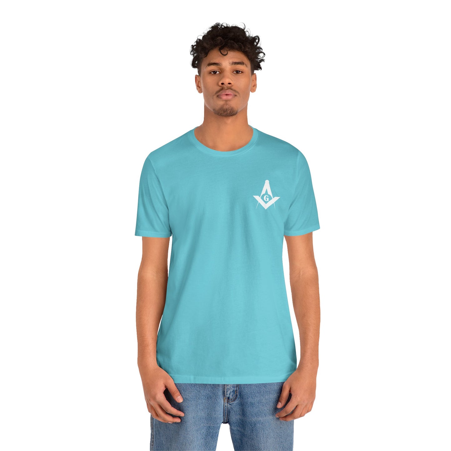 Entered Apprentice T-Shirt from Channel Islands Lodge 214 featuring blue and green design, made by Printify.