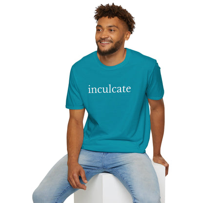 "inculcate" Softstyle T-Shirt (White Letters, Lowercase)