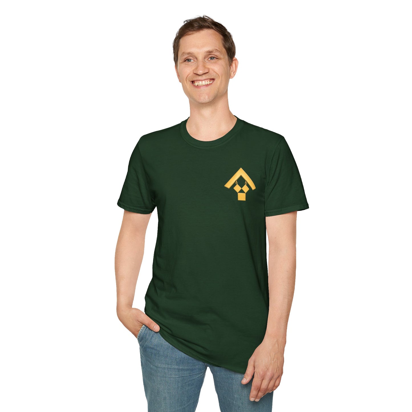 Past Master Jewel Softstyle T-Shirt - Gold (Channel Islands Lodge)