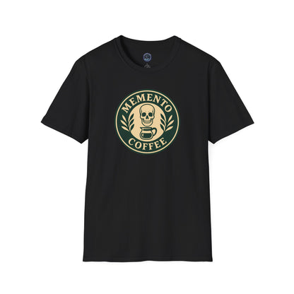 Memento Coffee Softstyle T-Shirt - Acacia (Green/Tan, Front Print)