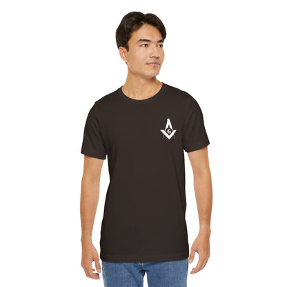 Dark-colored Entered Apprentice T-Shirt by Printify featuring Channel Islands Lodge 214 logo on the front.