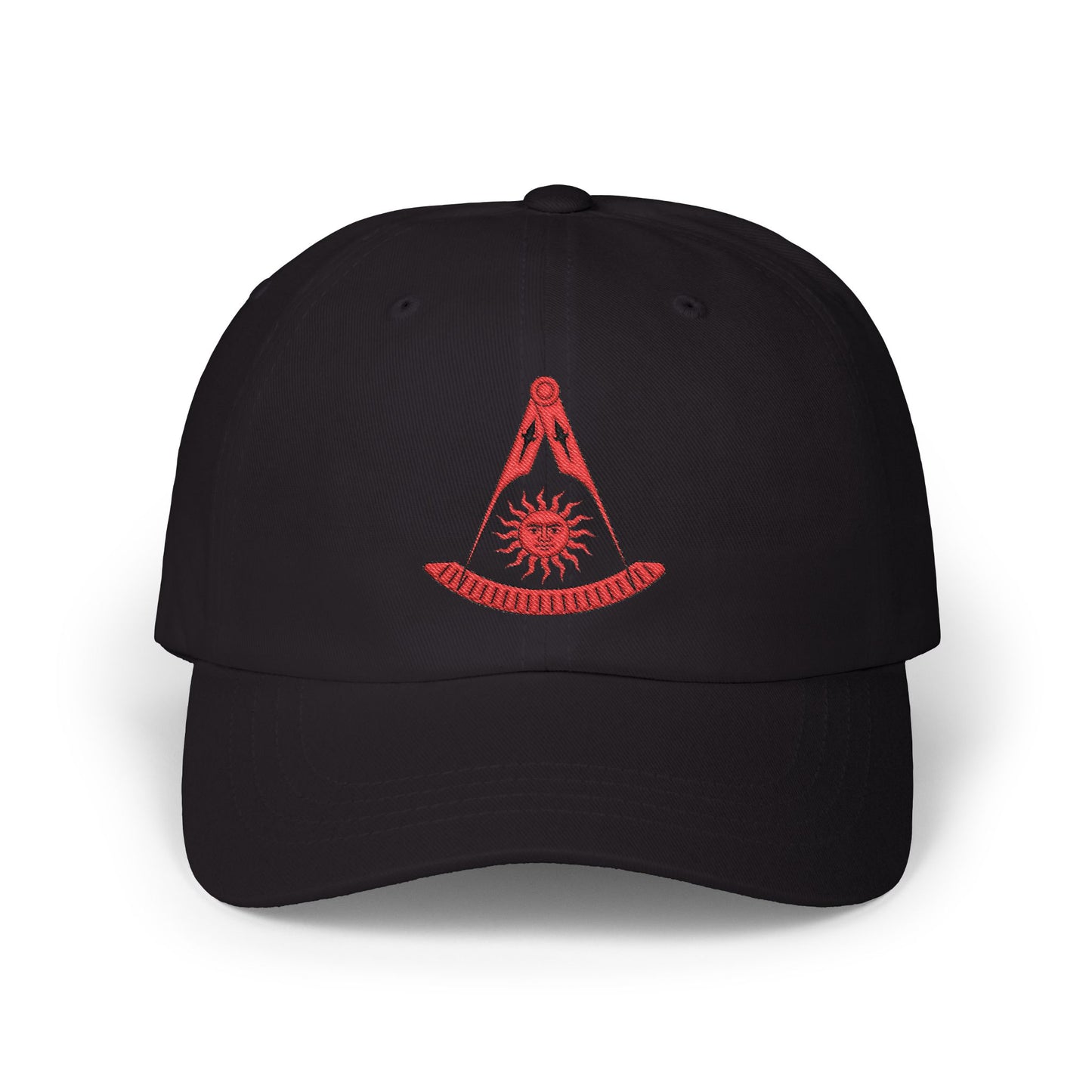 Past Master Embroidered Dad Cap – Compass & Quadrant (Red)
