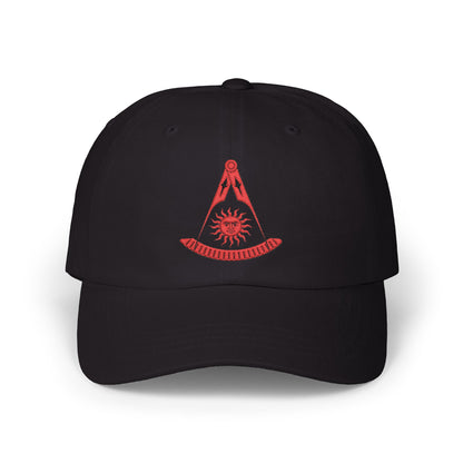 Past Master Embroidered Dad Cap – Compass & Quadrant (Red)