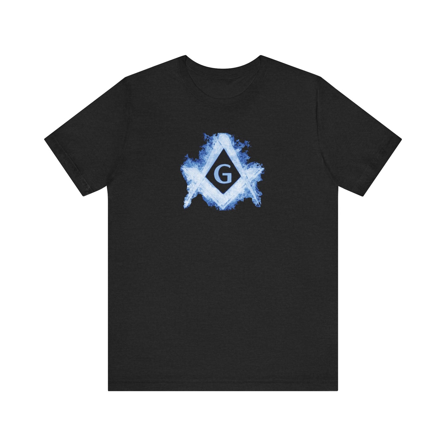 Flaming Square and Compass Short Sleeve T-Shirt - Blue Flames