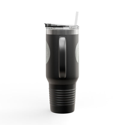 Two-Sided "Memento Coffee" Insulated Travel Tumbler (40oz) - Silver Emblem