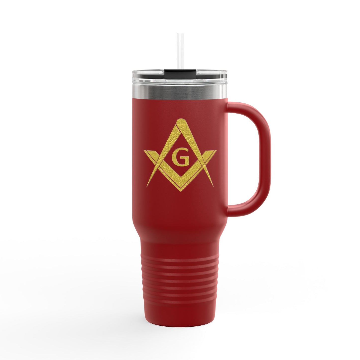 Two-Sided Simple Square and Compass Insulated Travel Tumbler (40oz) - Gold Leaf