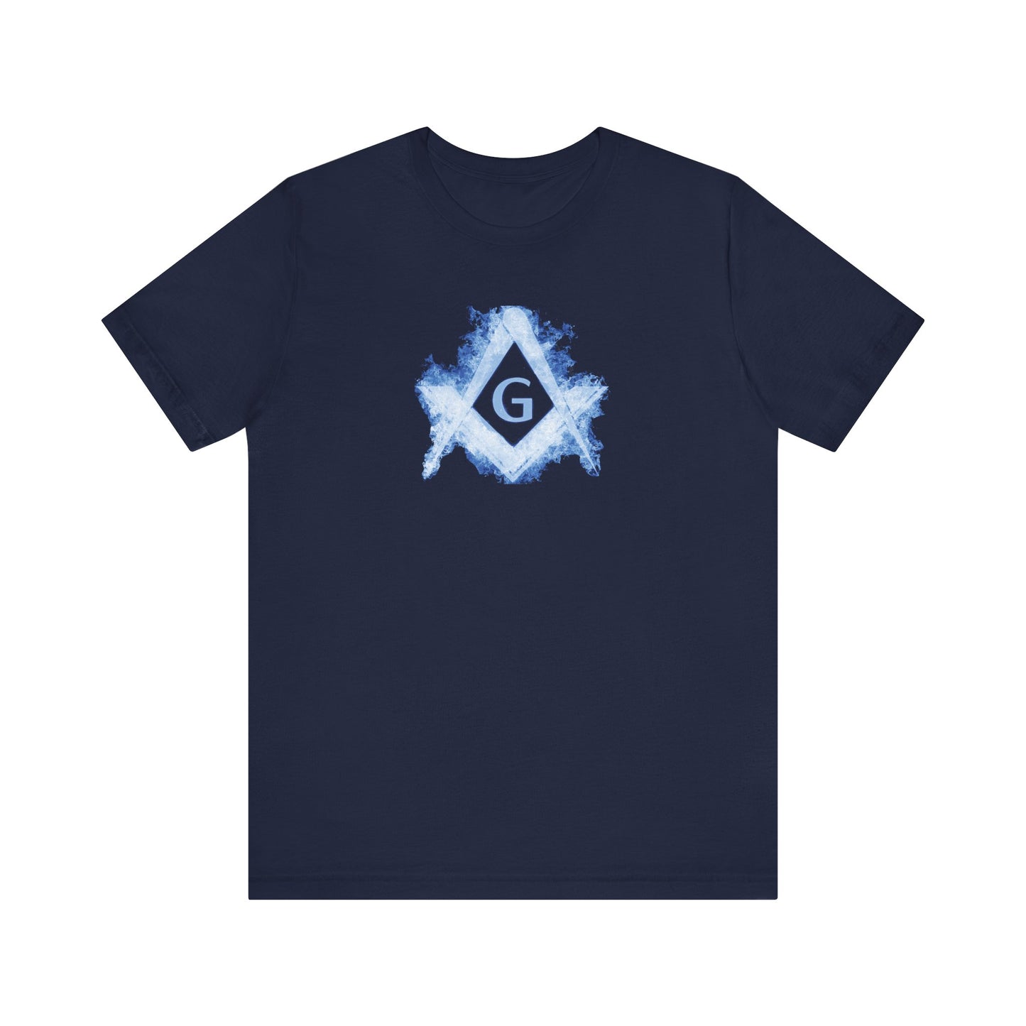 Flaming Square and Compass Short Sleeve T-Shirt - Blue Flames