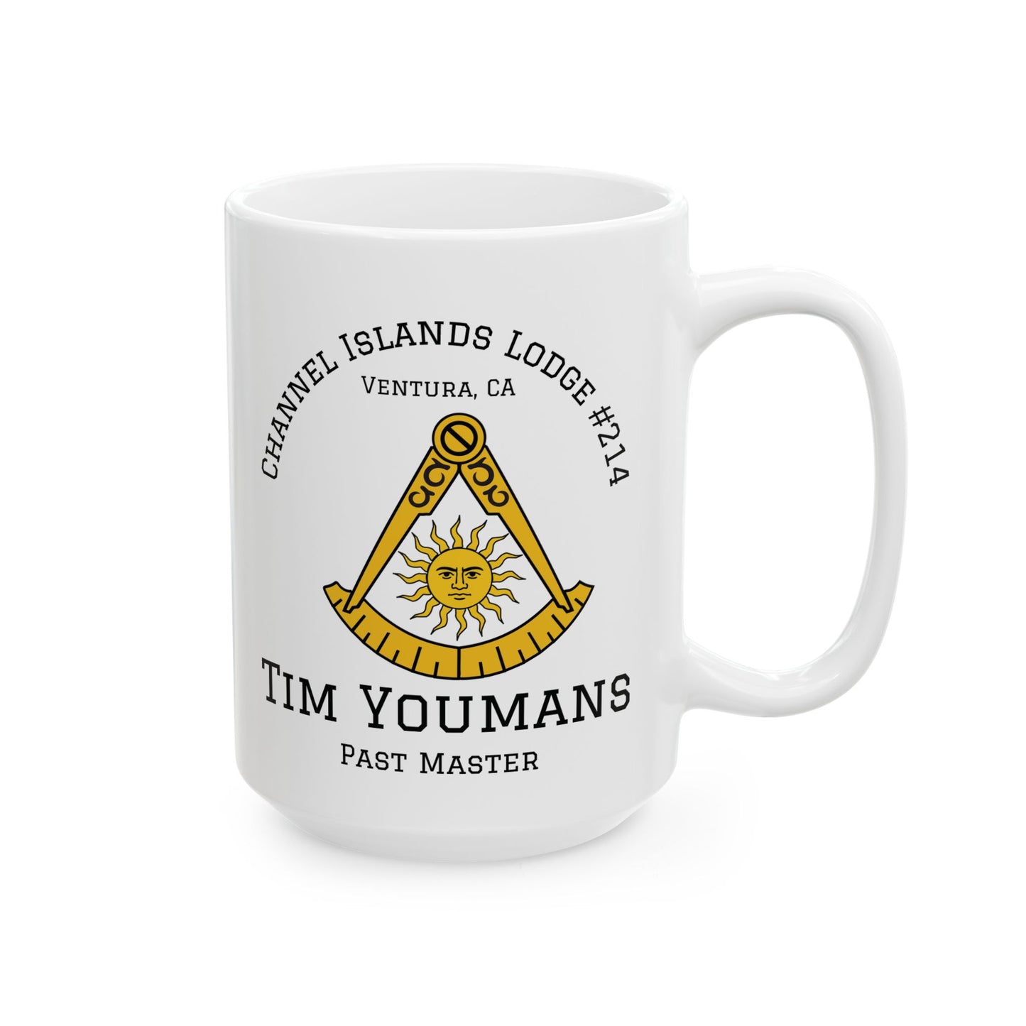Two-Sided Past Master - Compass & Quadrant Ceramic Mug - Classic (Choose Your Emblem)