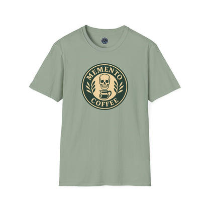 Memento Coffee Softstyle T-Shirt - Acacia (Green/Tan, Front Print)