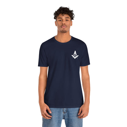 Channel Islands Lodge 214 T-shirt by Printify, short sleeve shirt featuring blue and green colors with lodge graphic.