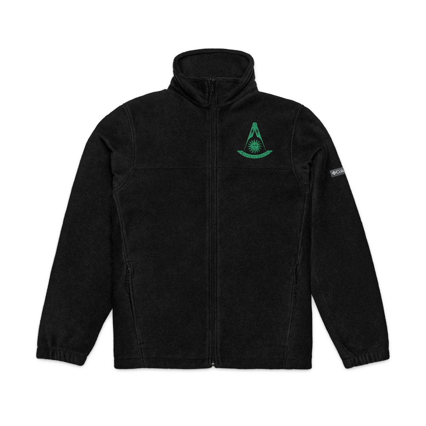 Past Master (Without Square) Embroidered Columbia Fleece Jacket – Green (Sun with Face)