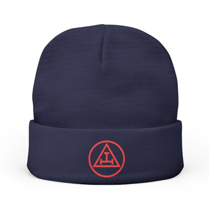 Royal Arch Encircled Triple Tau -  Embroidered Knit Beanie