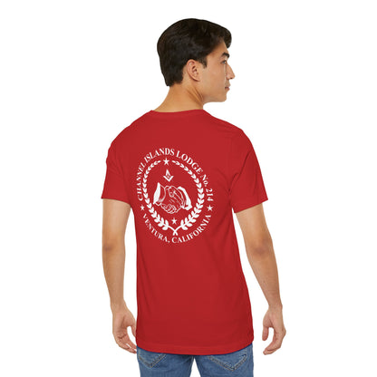 Brightly colored Fellowcraft T-Shirt from Channel Islands Lodge 214 featuring lodge logo and vibrant design in a casual style.