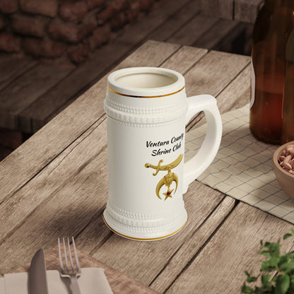 Shriner Personalized Beer Stein Mug - Jeweled Gold Emblem