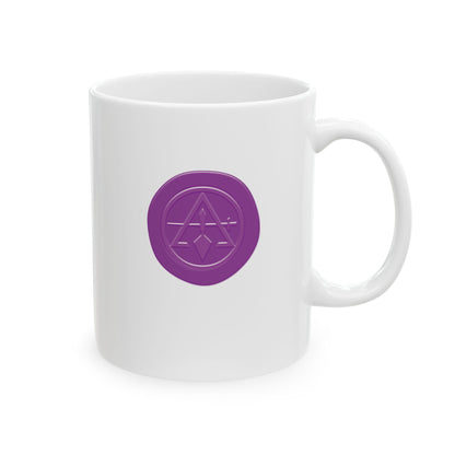 Purple Wax Seal Cryptic Council White Ceramic Coffee Mug (11oz, 15oz)