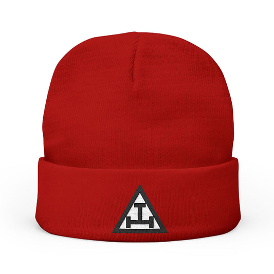 Royal Arch Embroidered Knit Beanie - Black and White Emblem