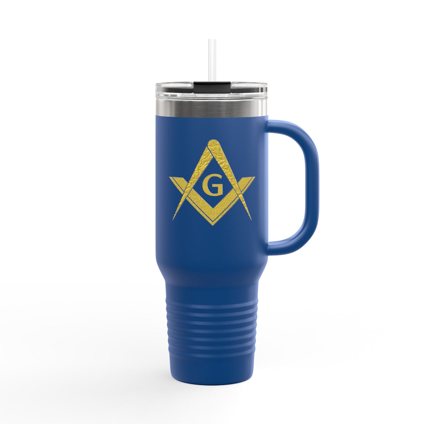 Two-Sided Simple Square and Compass Insulated Travel Tumbler (40oz) - Gold Leaf