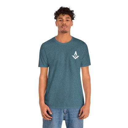 Channel Islands Lodge 214 short sleeve T-shirt in blues and greens, lightweight cotton with a casual fit, by Printify.