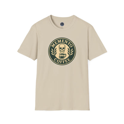 Memento Coffee Softstyle T-Shirt - Acacia (Green/Tan, Front Print)