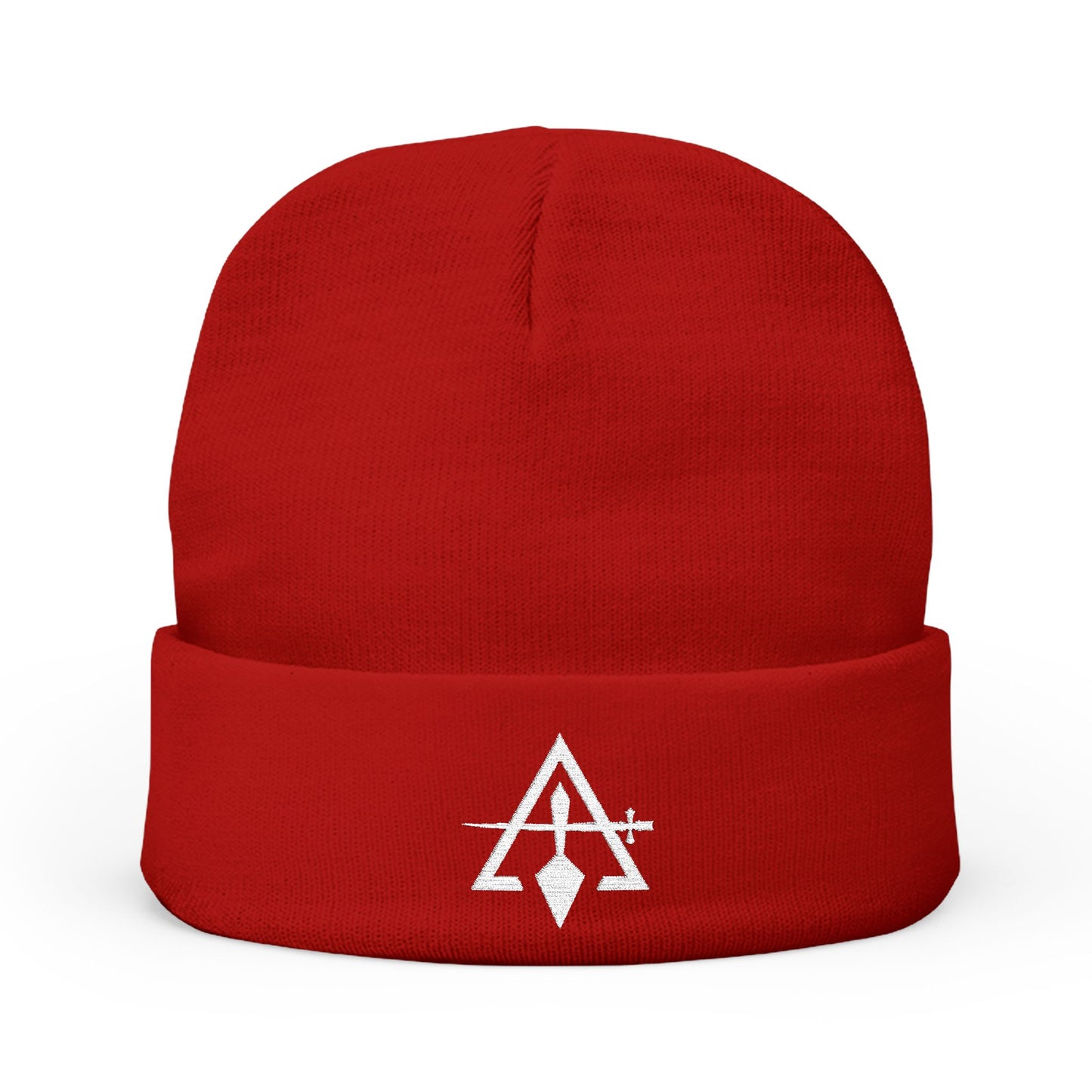 Cryptic Council Embroidered Knit Beanie - White Emblem