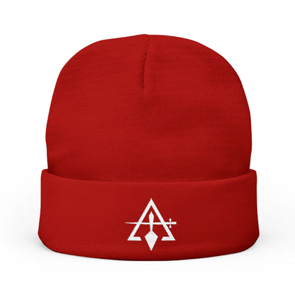 Cryptic Council Embroidered Knit Beanie - White Emblem