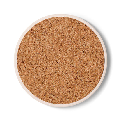 "Memento Coffee" Ceramic Coaster - Acacia (Green/Tan, Round, 1 Unit)