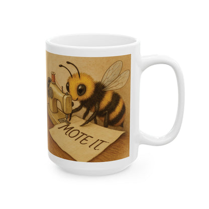 "Sew Mote It Bee" Ceramic Mug - Vintage Illustration (Wrapped)