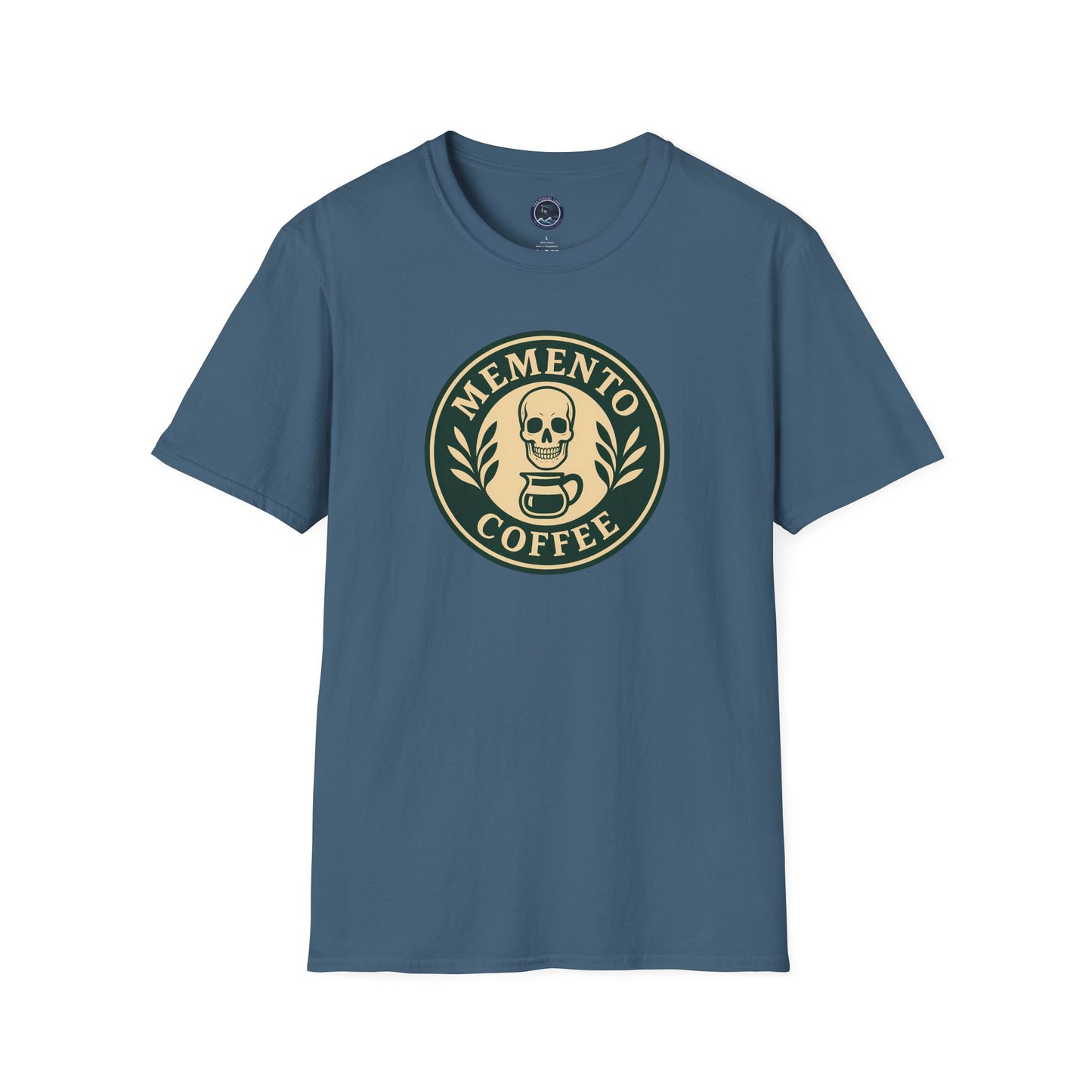 Memento Coffee Softstyle T-Shirt - Acacia (Green/Tan, Front Print)