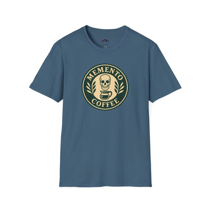 Memento Coffee Softstyle T-Shirt - Acacia (Green/Tan, Front Print)