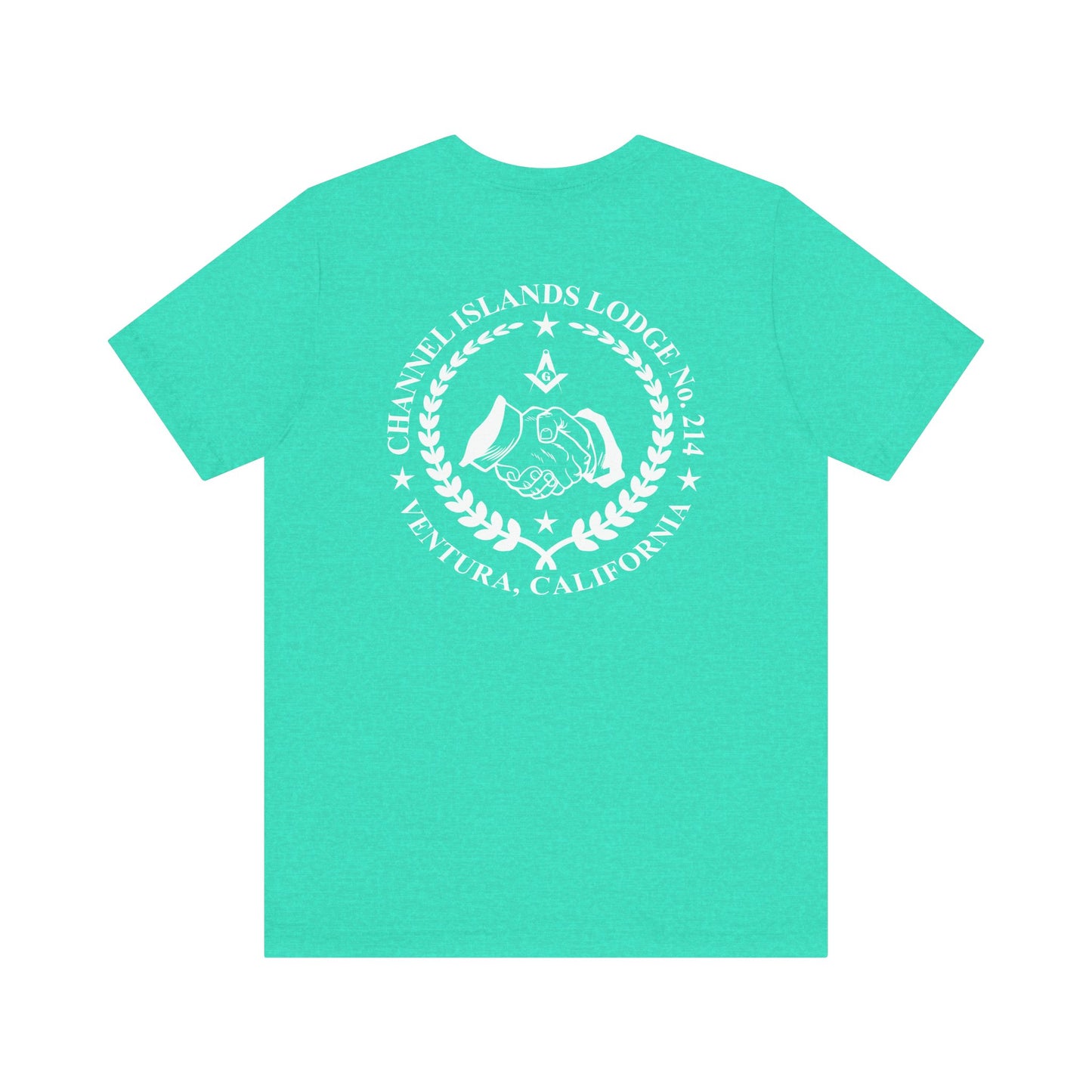 Bright-colored Channel Islands Lodge 214 short sleeve T-shirt by Printify, featuring a vibrant, casual design and comfortable fit.