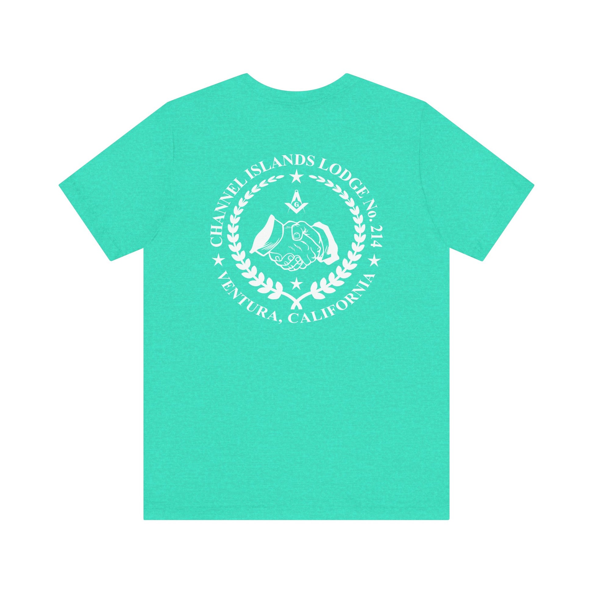 Bright-colored Channel Islands Lodge 214 short sleeve T-shirt by Printify, featuring a vibrant, casual design and comfortable fit.