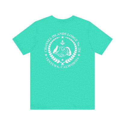 Bright-colored Channel Islands Lodge 214 short sleeve T-shirt by Printify, featuring a vibrant, casual design and comfortable fit.
