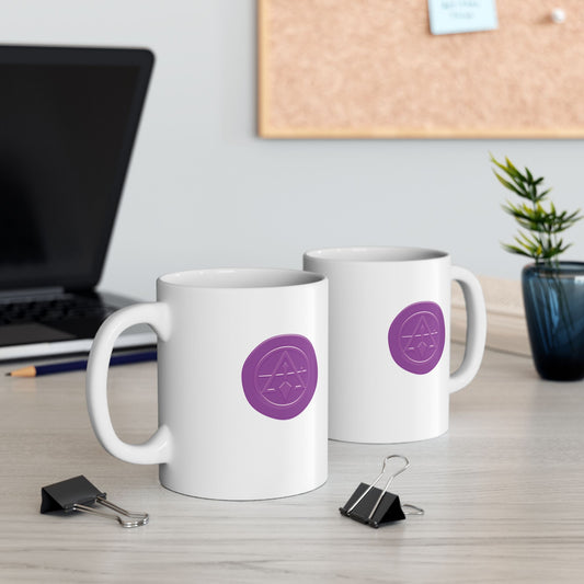 Two-Sided Purple Wax Seal Cryptic Council White Ceramic Coffee Mug (11oz, 15oz)