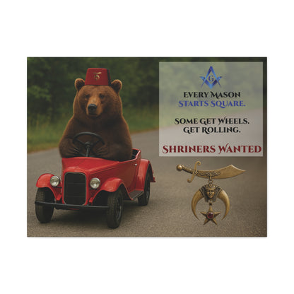 Shriners Get Rolling Mini Car Premium Matte Canvas Print - Stretched (1.25")