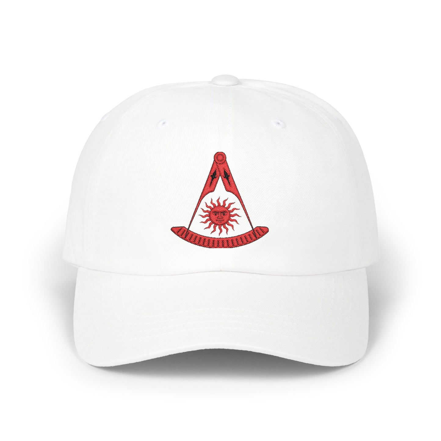 Past Master Embroidered Dad Cap – Compass & Quadrant (Red)