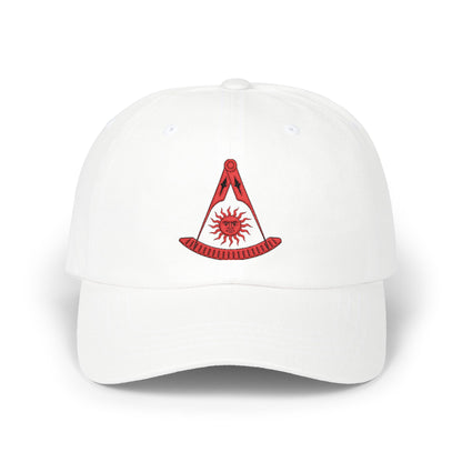 Past Master Embroidered Dad Cap – Compass & Quadrant (Red)