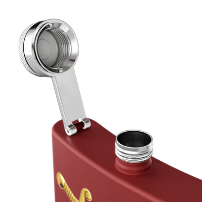 Shriner Stainless Steel Flask - Jeweled Gold Emblem