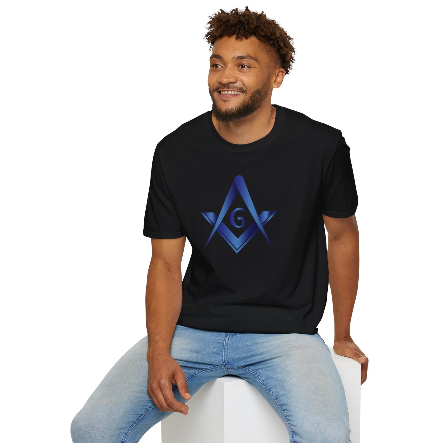 Sapphire Square and Compass Softstyle T-Shirt - Classic (Front Print)