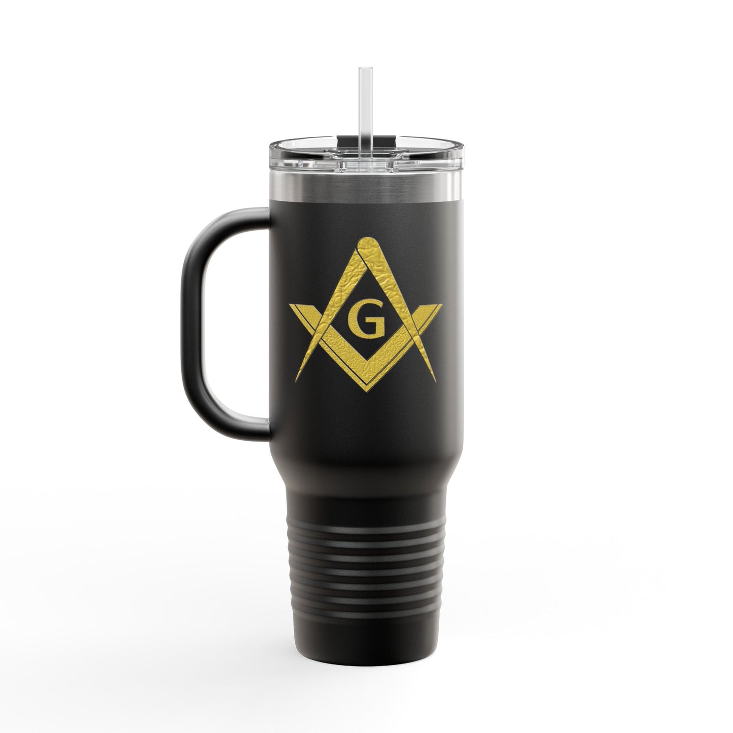 Two-Sided Simple Square and Compass Insulated Travel Tumbler (40oz) - Gold Leaf