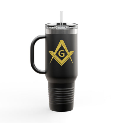Two-Sided Simple Square and Compass Insulated Travel Tumbler (40oz) - Gold Leaf