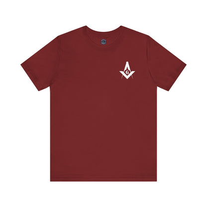 Dark-colored Entered Apprentice T-Shirt from Channel Islands Lodge 214 by Printify, featuring lodge logo and design.