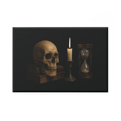 Memento Mori Metal Button Magnet - Reflection  (Rectangle, 1 or 10 pack)
