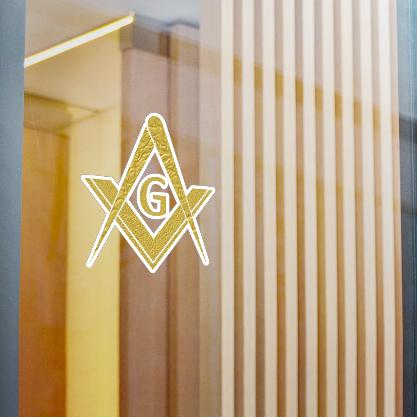 Simple Square and Compass Kiss-Cut Vinyl Decal - Gold Leaf