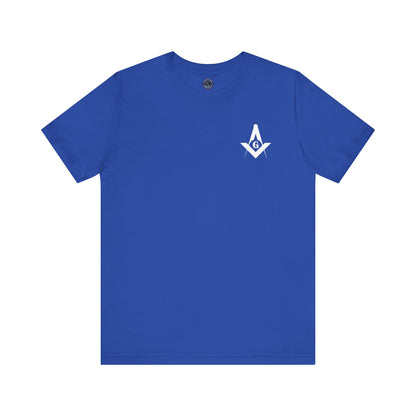 Channel Islands Lodge 214 short sleeve T-shirt in blues and greens, printed by Printify, showing front view with colorful design.